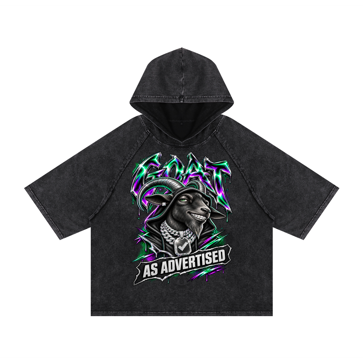 GOAT As Advertised Snow Washed Hooded Boxy Tee