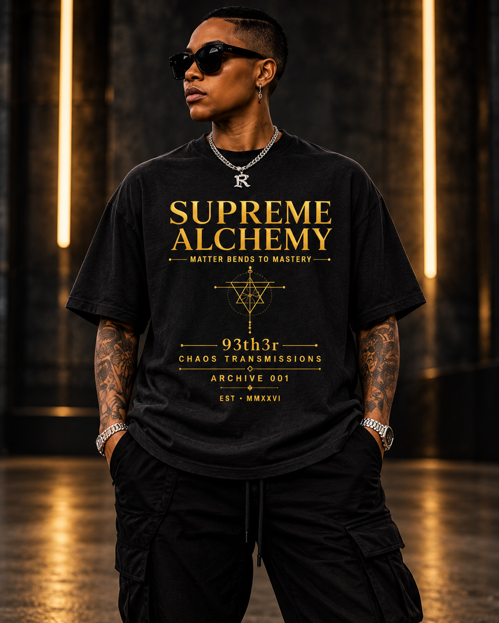 Supreme Alchemy classic loose boxy tee lifestyle mockup