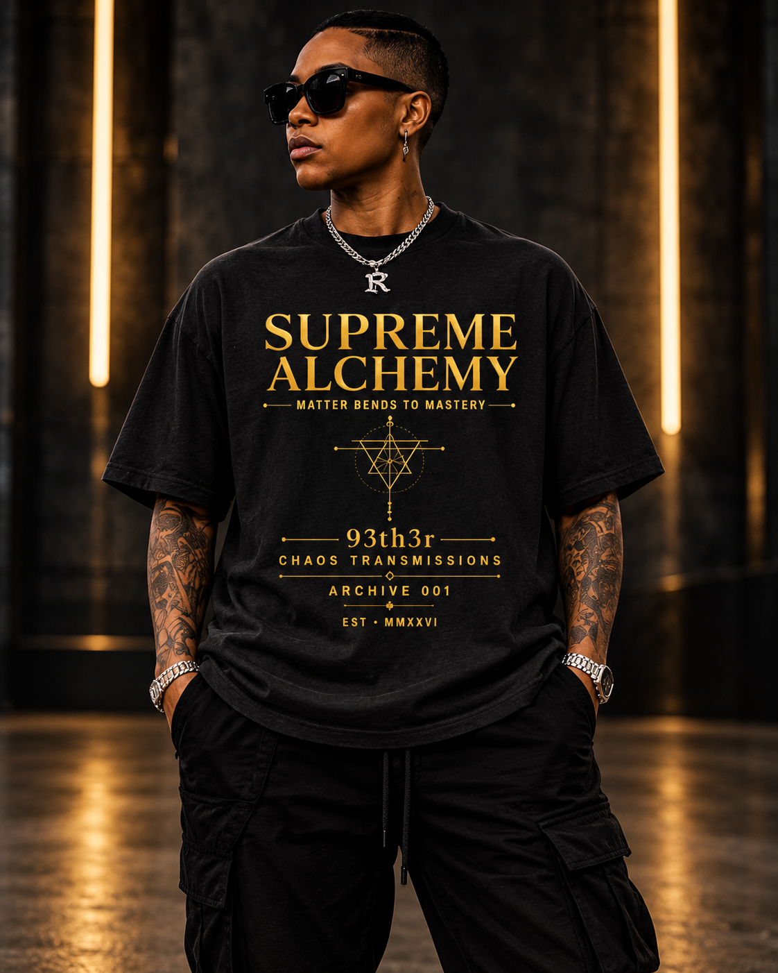 Supreme Alchemy classic loose boxy tee lifestyle mockup